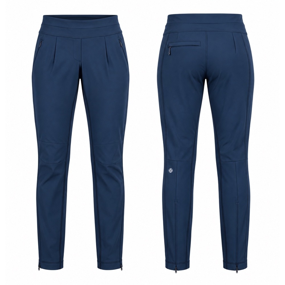 lululemon Womens 6 Navy Slim Tapared Ankle Pants Zip Pockets Stretch Athletic